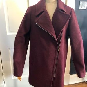 NWT LOFT Winter Moto Coat in Plum Herringbone